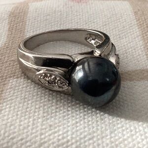 Hematite and Sterling Silver Ring, 6.5